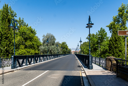 Puente de Hierro , Iron Bridge, the oldest of the four bridges that cross the Ebro river. photo