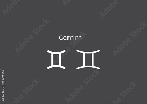 Vector Gemini, astrology, astronomy symbol drawings