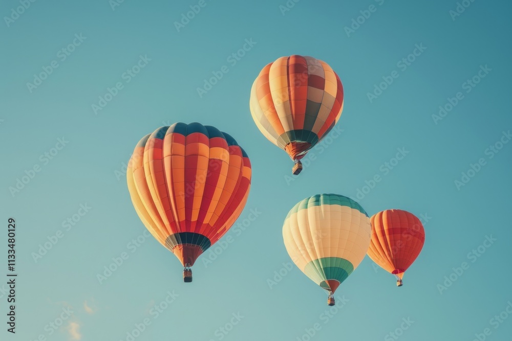 Fototapeta premium freedom and beauty of hot air balloons adrift in the clear blue sky,