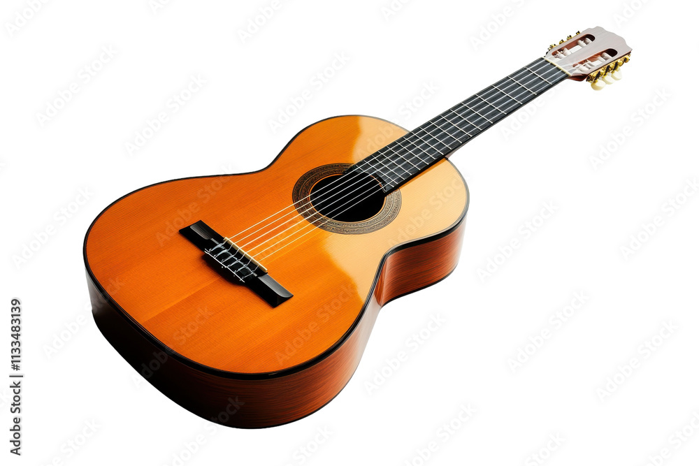 Handcrafted Spanish Guitar Featuring Intricate Inlays and Beautiful Finish with isolated on transparent background Handcrafted Spanish Guitar Featuring Intricate Inlays and Beautiful Finish with isolated on transparent background