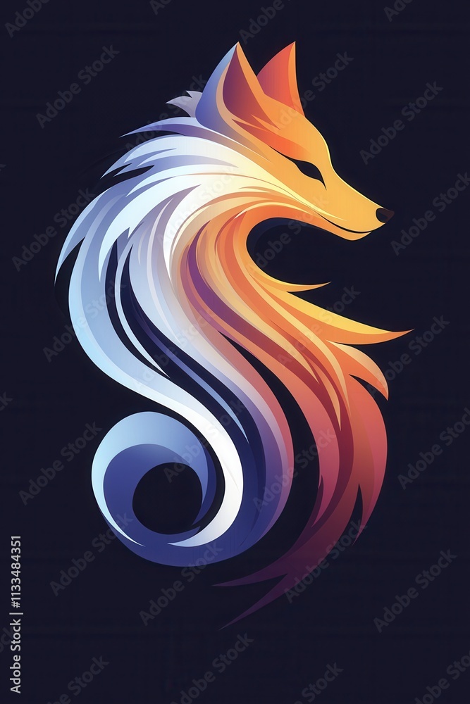 Vibrant fox logo design showcasing modern digital artistry Vibrant fox logo design showcasing modern digital artistry