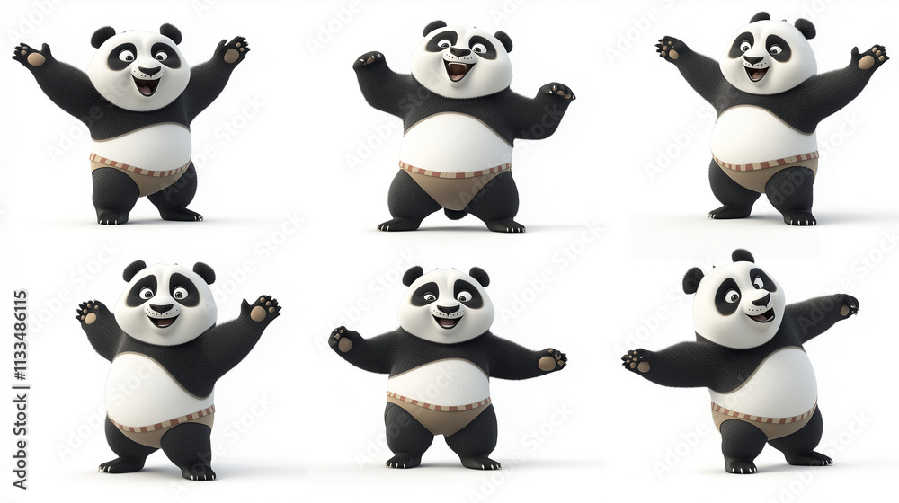 Obraz premium Fröhlicher Panda in verschiedenen Posen