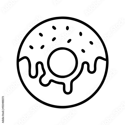 doughnut with icing drizzle - simple black line art icon of doughnut with icing drizzle for doughnut daycelebrations. doughnut vector art.