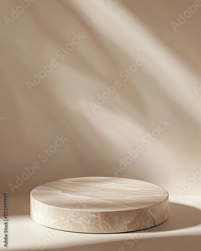 Wallpaper Mural A smooth circular podium made of marble in Mocha Mousse color, placed on a soft gradient background  Torontodigital.ca