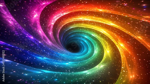 Colorful swirling galaxy vortex with bright lights. photo