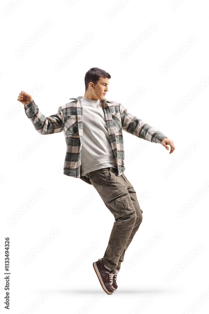 Guy dancing and standing on tiptoes Guy dancing and standing on tiptoes