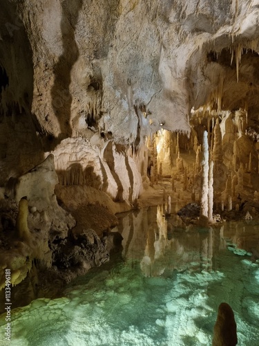 Grotta di Frasassi, Genga, Ancona, Italy. Cave, stalagmite, stalactite photo