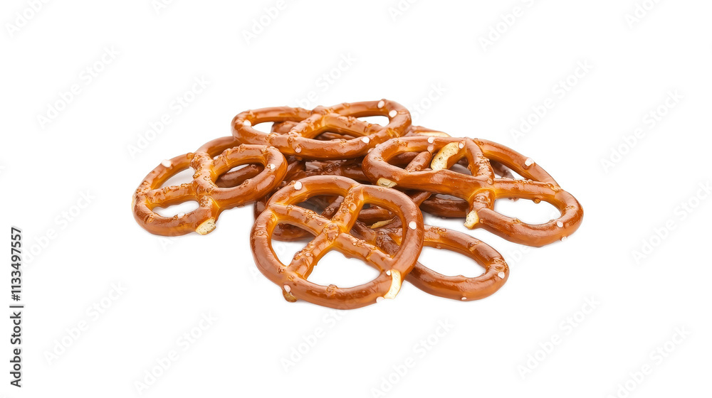 Delicious and Crunchy Pretzels Piled Together on White Background Delicious and Crunchy Pretzels Piled Together on White Background