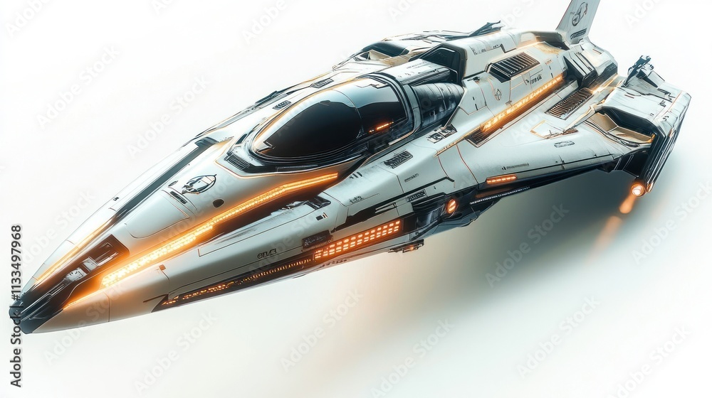 Fototapeta premium Futuristic Spaceship Design: A Sleek and Powerful Starship
