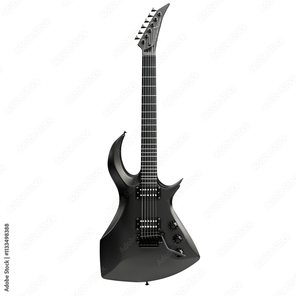 Fototapeta premium black metal guitar on white background