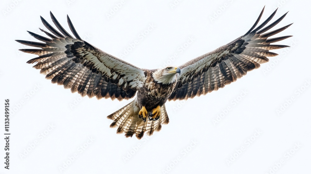 Fototapeta premium Majestic Bald Eagle in Flight: A Stunning Display of Avian Power and Grace