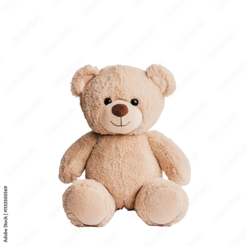 Obraz premium Soft bear plush sitting on a transparent background, perfect for gifts or decor in children's rooms or nurseries, Bear plush / Teddy bear on transparent background