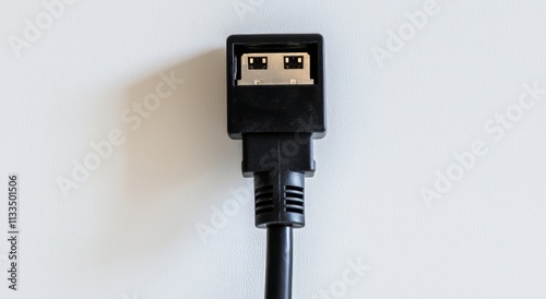 Two black electrical connectors, each with wires, displayed on a white background. photo