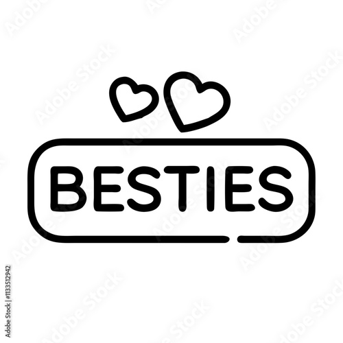  besties text icon, best friends day line art, best friends icon - simple black line art icon of besties text for best friends day celebrations. best friends vector art.