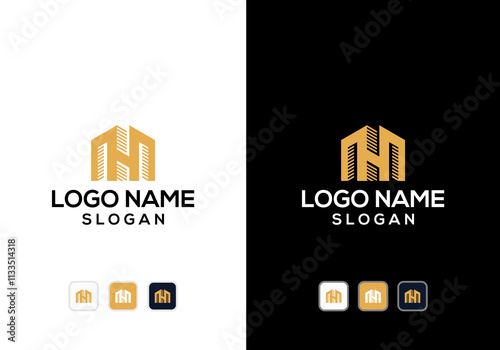 letter H real estate, house logo architectural concept house construction, real estate company logo.