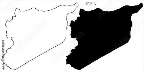 Syria Blank Map, Syria Map Outline Vector Images