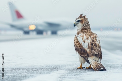 Majestic Raptor on a Snowy Airport photo