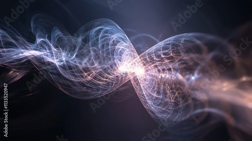 Enigmatic Quantum Realms: Illustration of the Heisenberg Uncertainty Principle with Blurred Particles and Waves in Photorealistic Detail photo