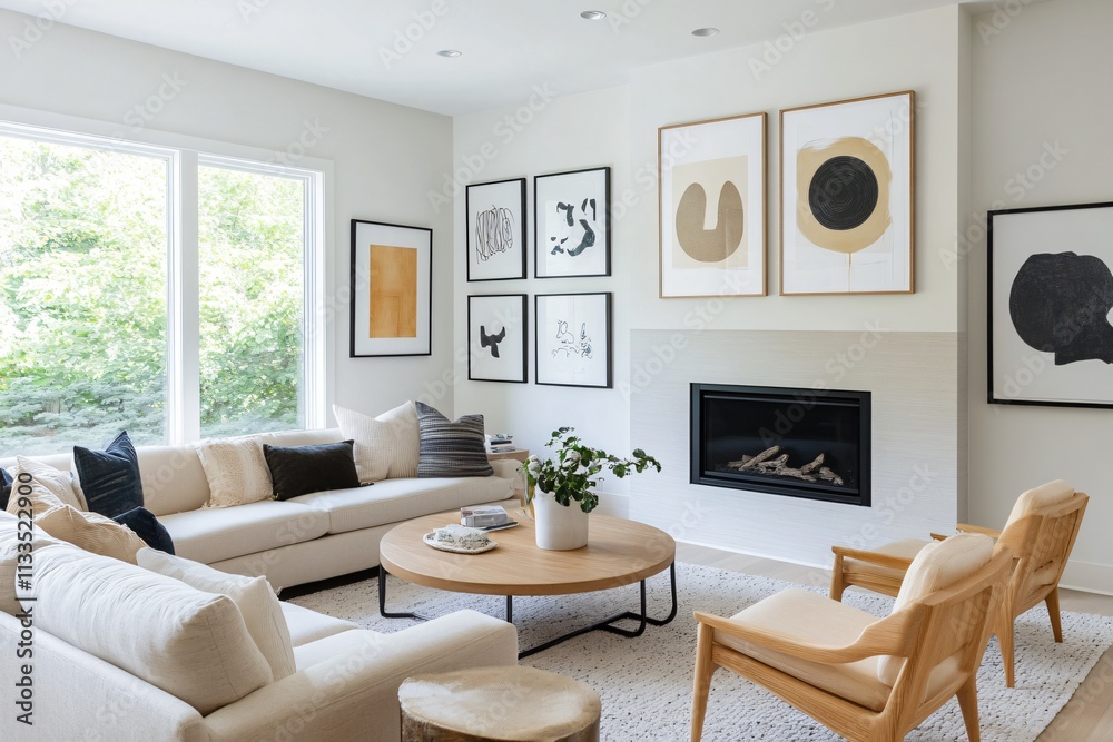 Fototapeta premium modern living room with image frames
