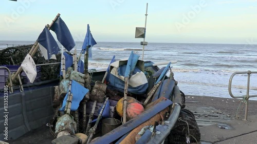 Wallpaper Mural Traditional fishing boat on the wooden slip at Sheringham beach on the North Norfolk coast Torontodigital.ca