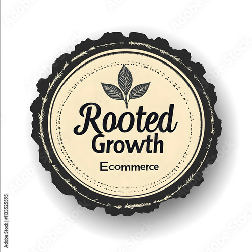 NatureInspired Badge A badgestyle logo that includes natural elements like leaves or soil layers with Rooted Growth Ecommerce prominently displayed in the center for a photo