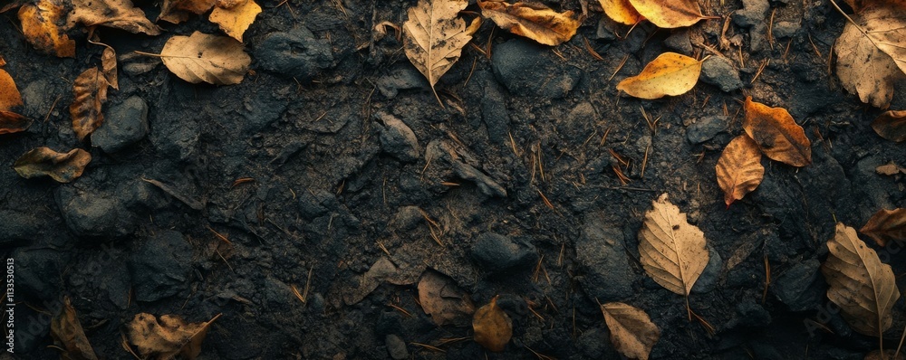 Close-Up of Woodland ground, covered in Golden Autumn Leaves. Fall Themed Nature Background. Close-Up of Woodland ground, covered in Golden Autumn Leaves. Fall Themed Nature Background.