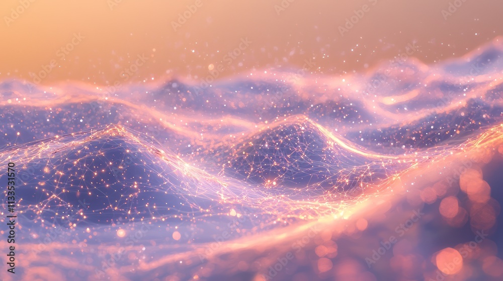 Quantum Fields – A Photorealistic Artwork of an Ethereal Landscape with Luminous Particles and Energy Waves in a Cosmic Field Quantum Fields – A Photorealistic Artwork of an Ethereal Landscape with Luminous Particles and Energy Waves in a Cosmic Field