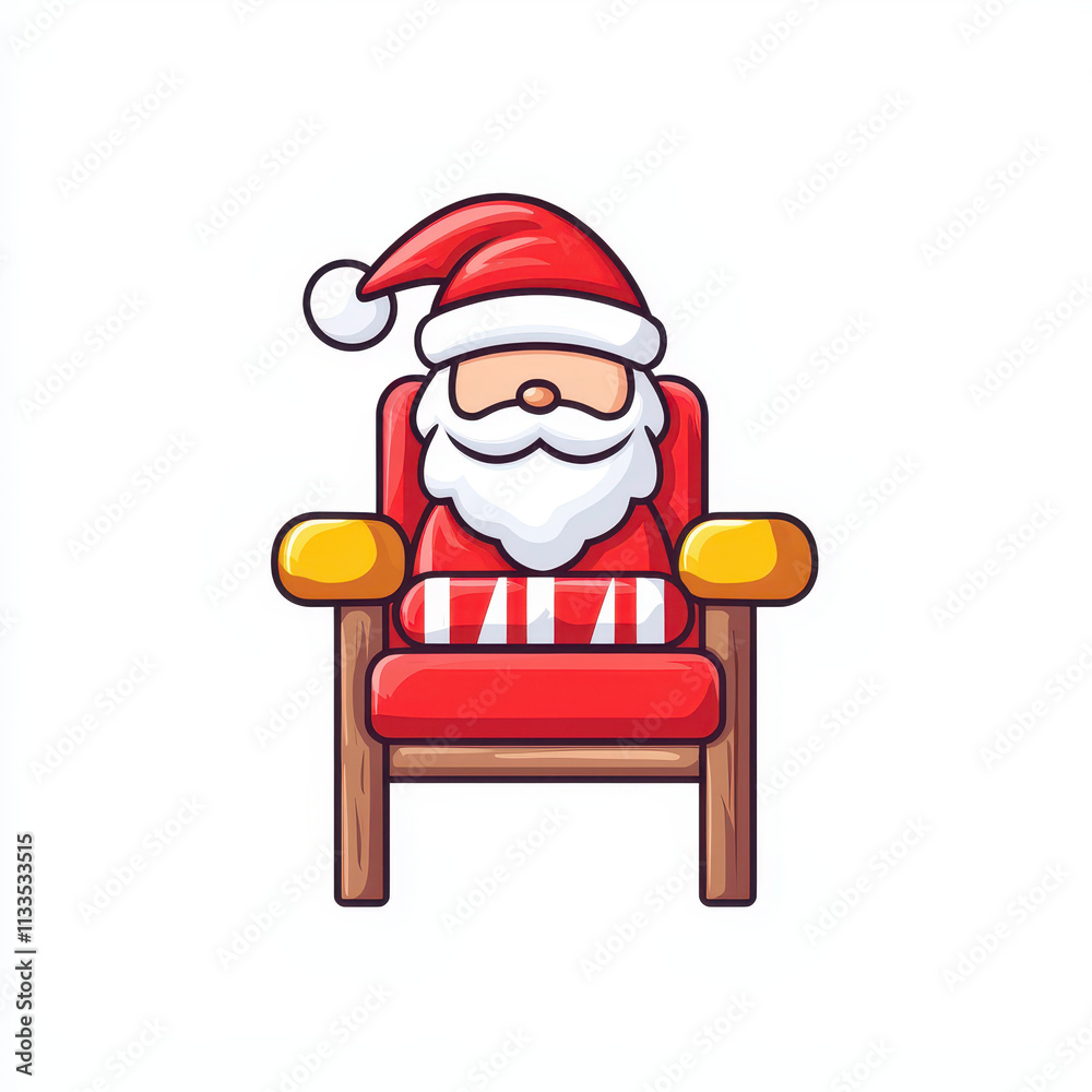 Santa Claus sitting on cozy red chair, wearing festive hat and warm smile, perfect for holiday cheer Santa Claus sitting on cozy red chair, wearing festive hat and warm smile, perfect for holiday cheer