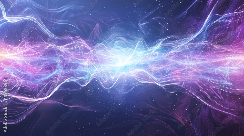 Fototapeta premium Quantum Fusion - A Vibrant Display of Quantum States in Dynamic Energy Clouds | Photorealistic Artwork with Ultra-Detailed Abstract Environment