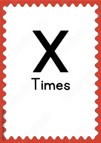 Educational card Maths - X Times