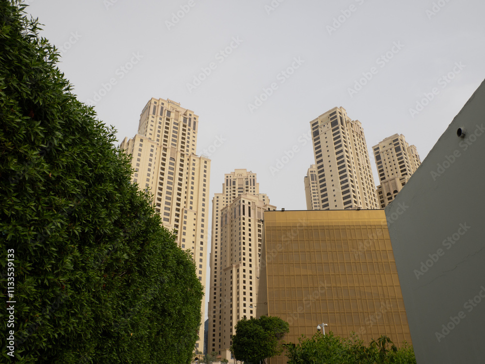 Fototapeta premium Rascacielos en Dubai Marina, en Dubai, Emiratos Árabes Unidos