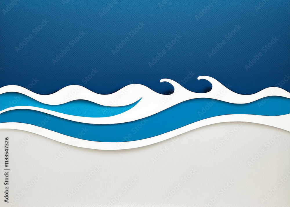 Fototapeta premium Nature-inspired coastal skyline with ocean and beach elements in a modern minimalist design.