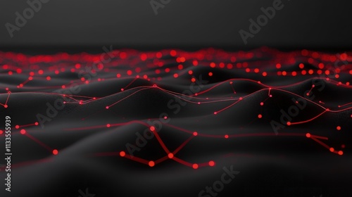 Wallpaper Mural Abstract dark background with red glowing nodes and lines forming a wavy surface. Torontodigital.ca