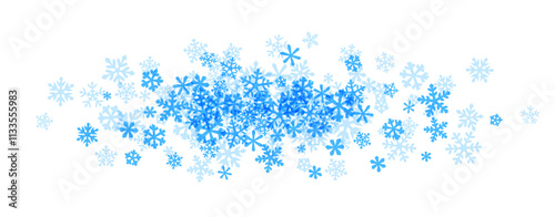 A scattered arrangement of blue snowflakes on a white background, creating a frosty and festive seasonal vibe.