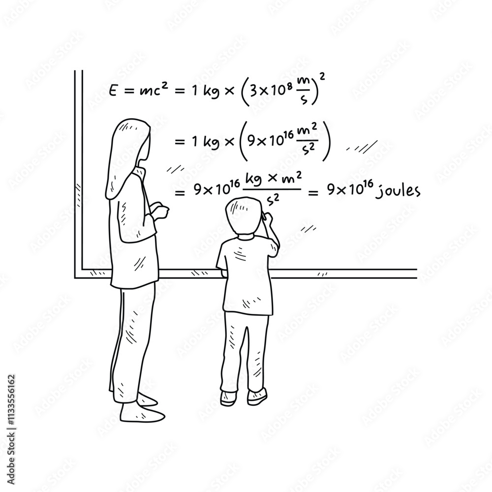 Simple sketch drawing of a teacher is teaching his students physics lessons in a class at school. Education themes in simple sketch concept design vector and good for presentation education purpose. Simple sketch drawing of a teacher is teaching his students physics lessons in a class at school. Education themes in simple sketch concept design vector and good for presentation education purpose.