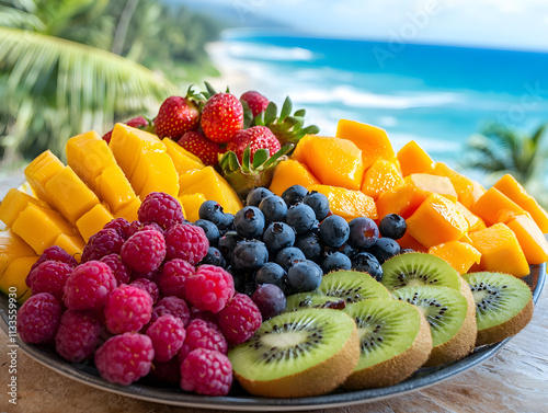 A colorful array of tropical fruits