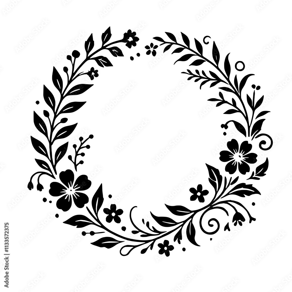 Floral Wreath Circle: A delicate and elegant floral wreath, perfect for adding a touch of nature and beauty to your designs. Floral Wreath Circle: A delicate and elegant floral wreath, perfect for adding a touch of nature and beauty to your designs.