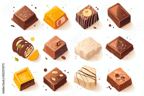 Row of assorted chocolate bars and truffles