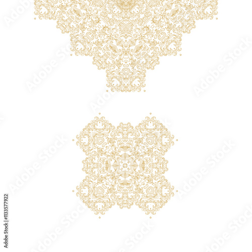 Laced coloring decorative ornamental composition  on white background	