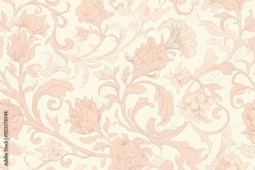 Floral patterned wallpaper with a pink background