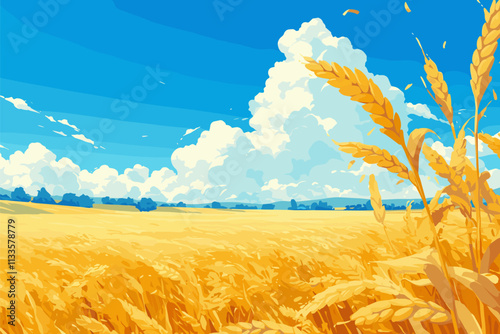 Field of yellow grass with a few trees in the background