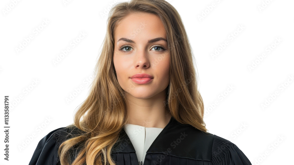 American young female judge on white background
American young female judge on white background