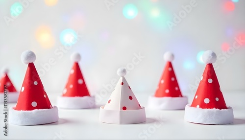 Little Santa's hats on light background