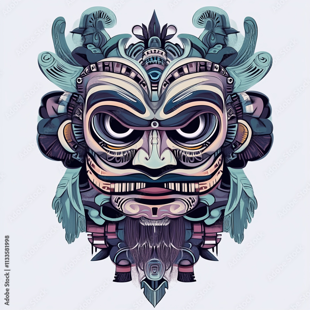 Naklejka premium Maori Tribal anime concept full color illustration