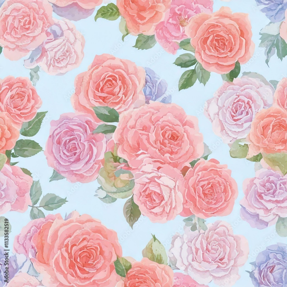 Sweet rose flower watercolor seamless pattern.soft pastel colors water color seamless pattern for beauty products or other. Sweet rose flower watercolor seamless pattern.soft pastel colors water color seamless pattern for beauty products or other.