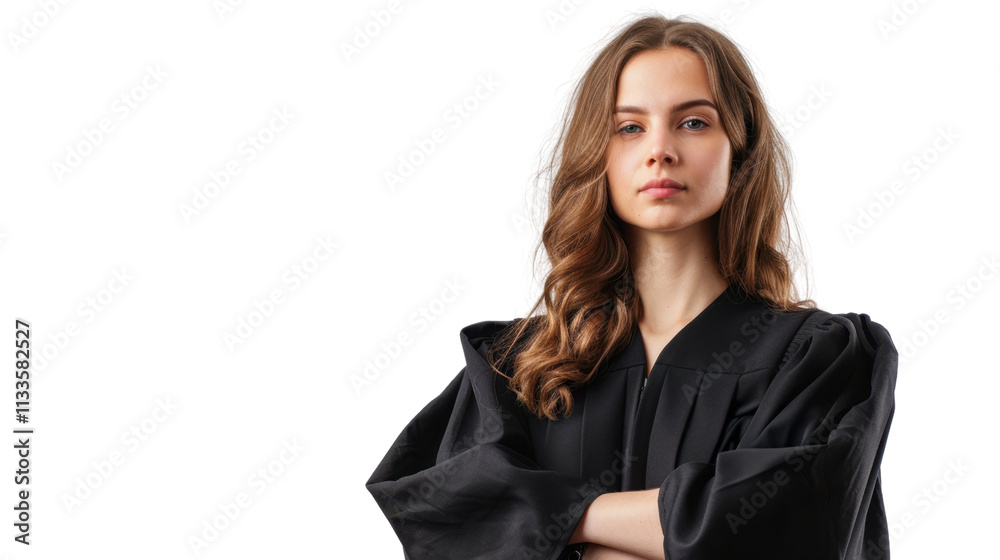 American young female judge on white background
American young female judge on white background