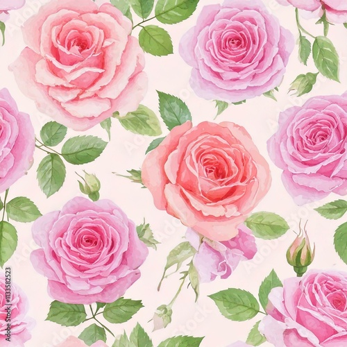 Sweet rose flower watercolor seamless pattern.soft pastel colors water color seamless pattern for beauty products or other.