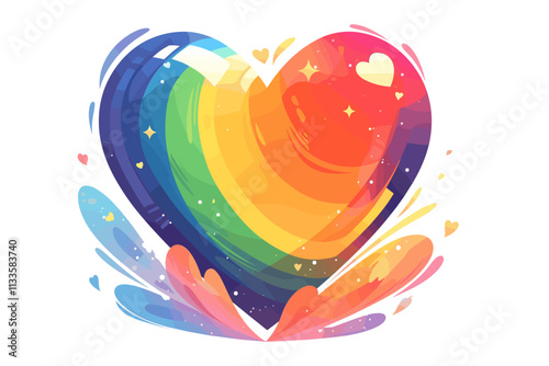 Rainbow heart with a rainbow background