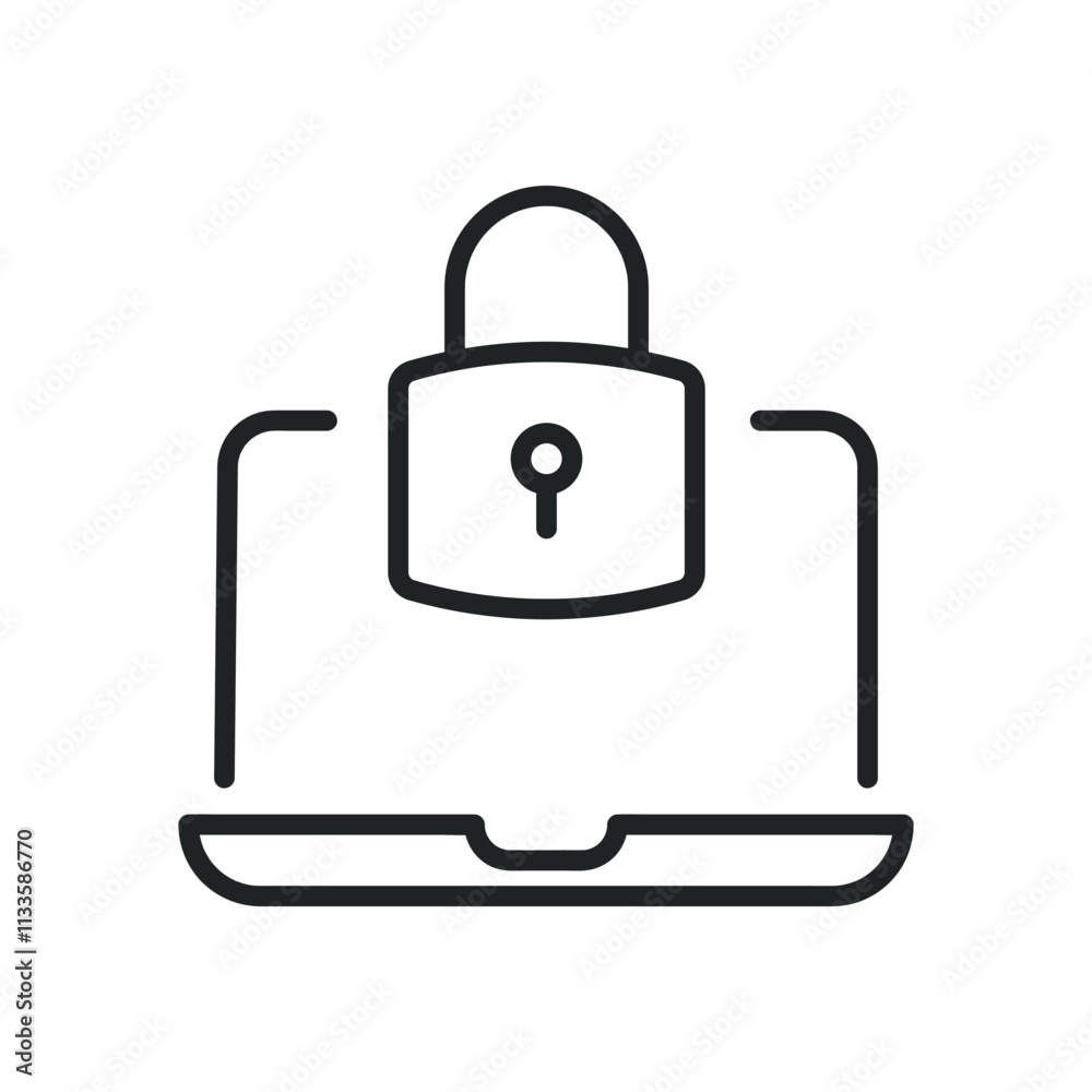 Device security thin line icons. Editable stroke and Perfect pixel on transparent background Device security thin line icons. Editable stroke and Perfect pixel on transparent background