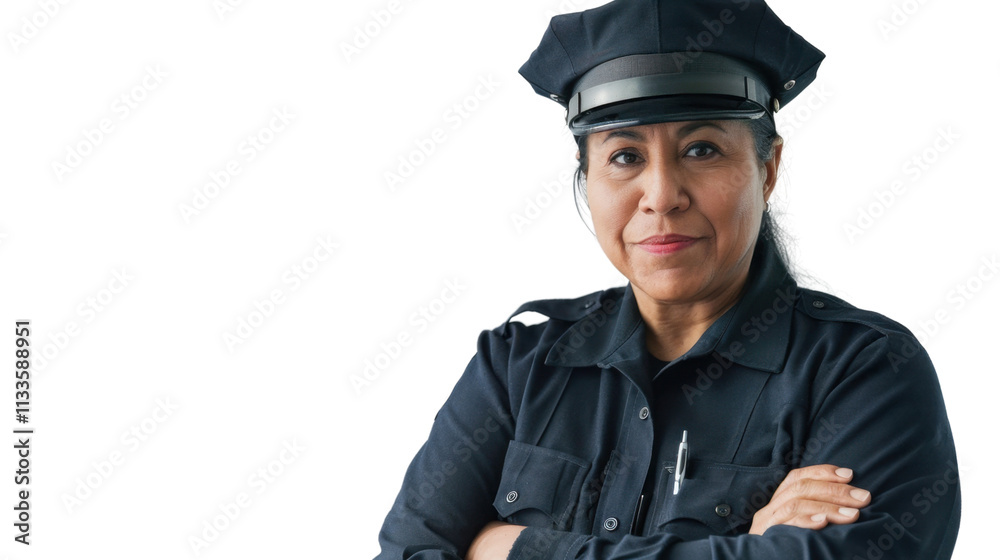 A police officer mexican middle age woman on white background
A police officer mexican middle age woman on white background